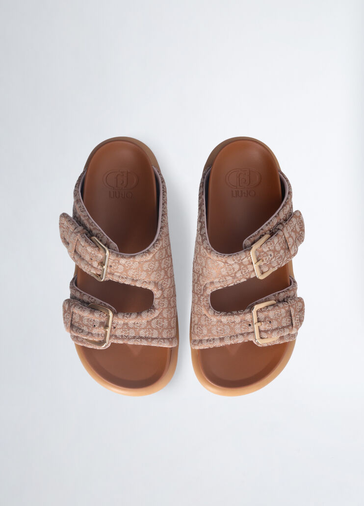 Sandals with bold straps beige denim Liu Jo - large image number 3  Sandals with bold straps beige denim Liu Jo - large image number 3