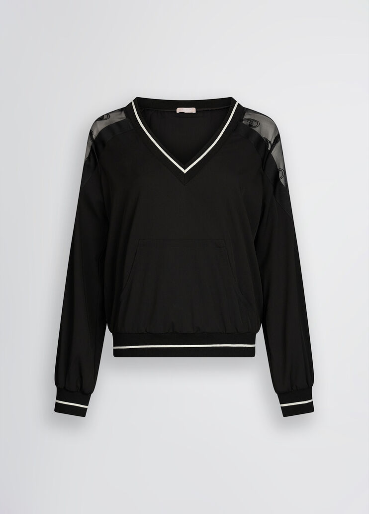 V-neck sweatshirt black Liu Jo - large image number 6 V-neck sweatshirt black Liu Jo - large image number 6