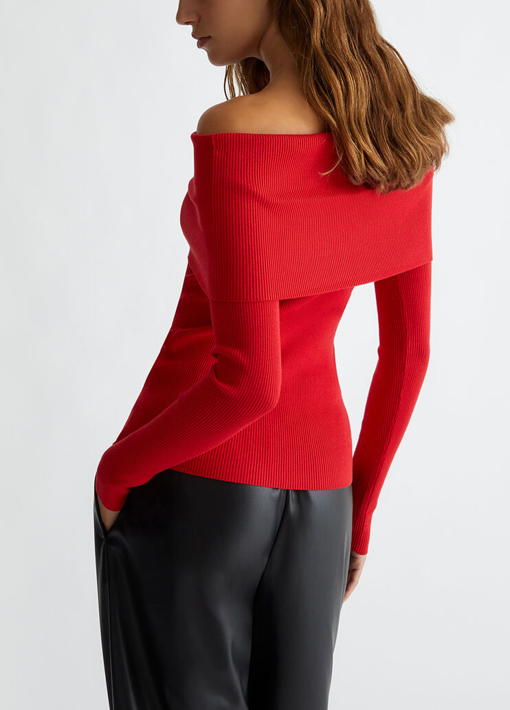 Jersey con escote bardot rojo Liu Jo - medium Jersey con escote bardot rojo Liu Jo - medium