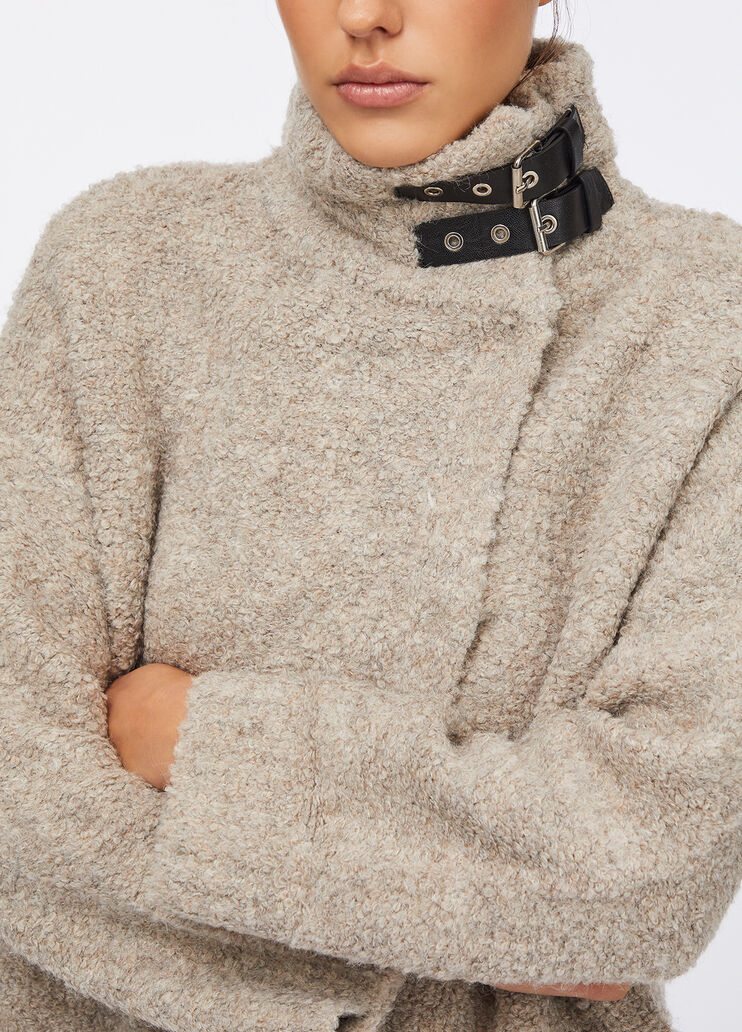 Manteau en maille bouclette beige foncé Liu Jo - large image number 4