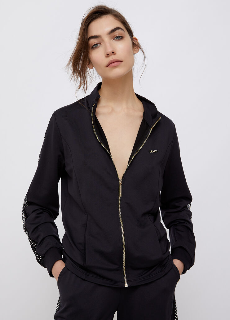 Sweatshirt with zip and mesh inserts black Liu Jo - large image number 0