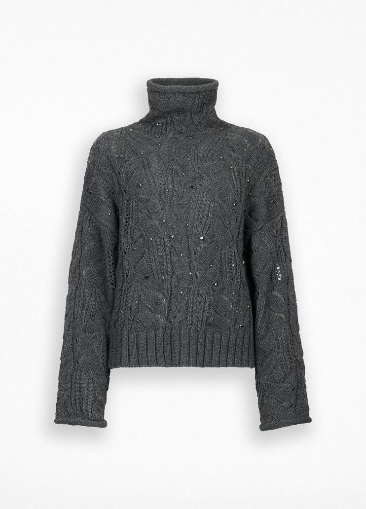 Jersey de cuello alto con pedrería gris Liu Jo - large image number 6 Jersey de cuello alto con pedrería gris Liu Jo - large image number 6