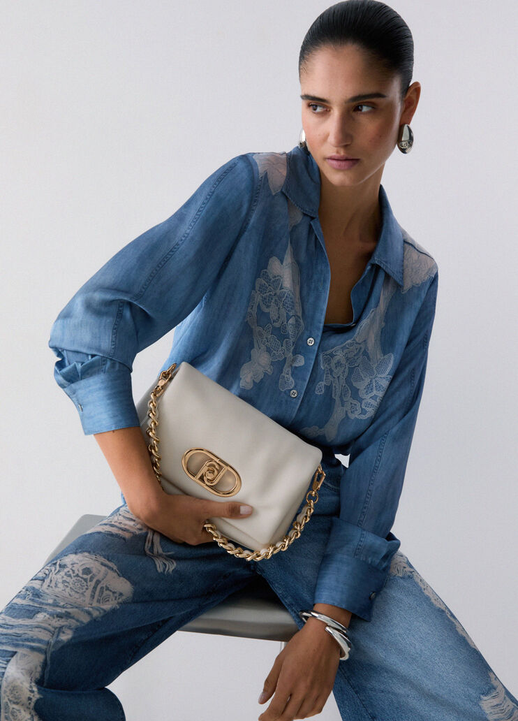 Sac LaPuffy moyen mod&egrave;le cr&egrave;me Liu Jo - medium