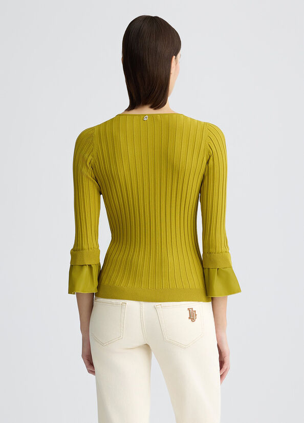 Jumper with flounced sleeves avocado Liu Jo - large image number 1