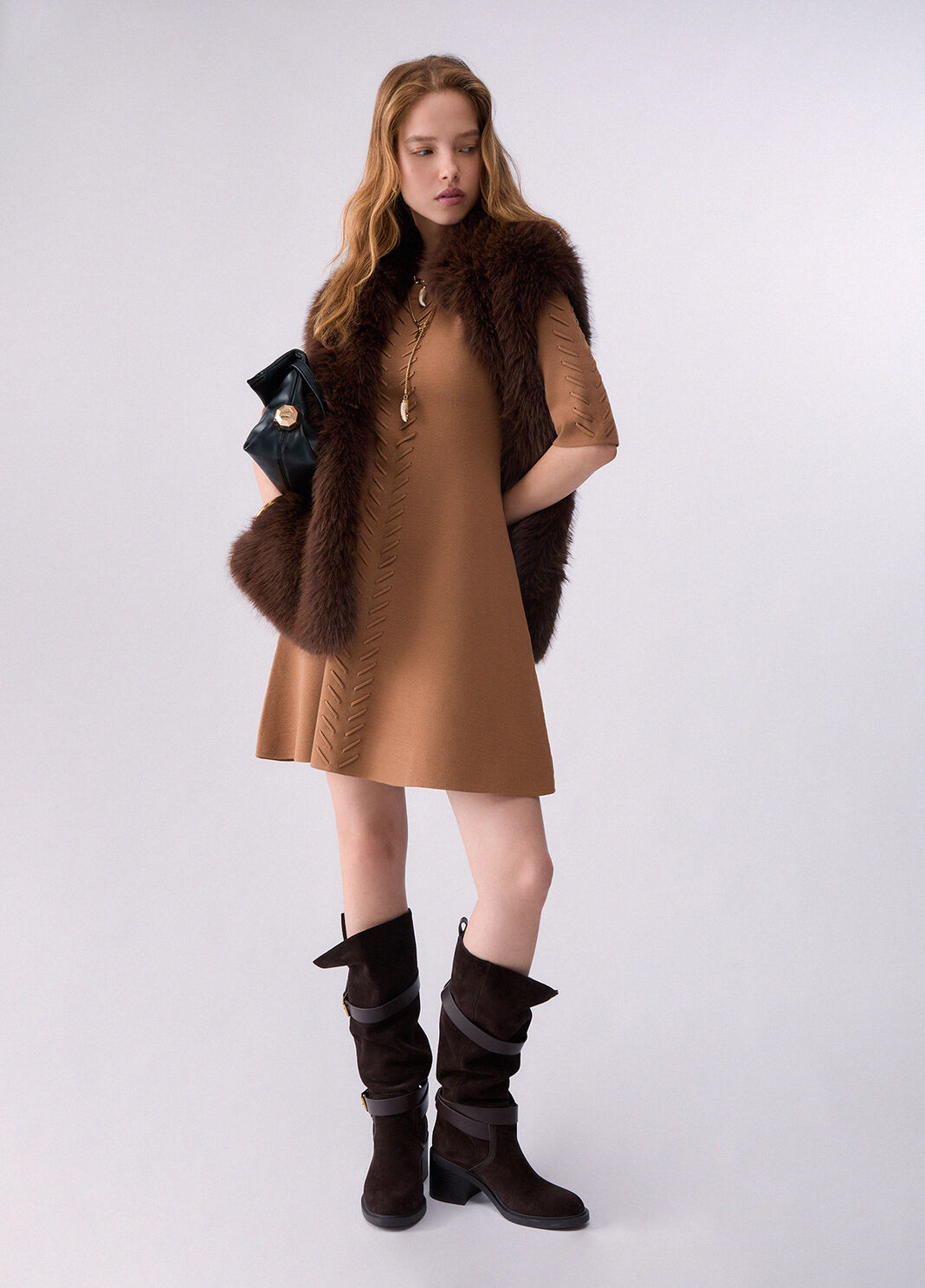 Abito in maglia fit & flare beige Liu Jo - large image number 5
