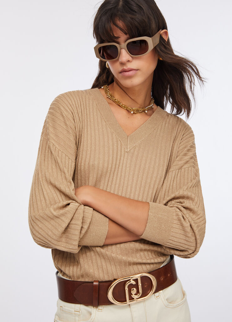 V-neck jumper gold Liu Jo - medium