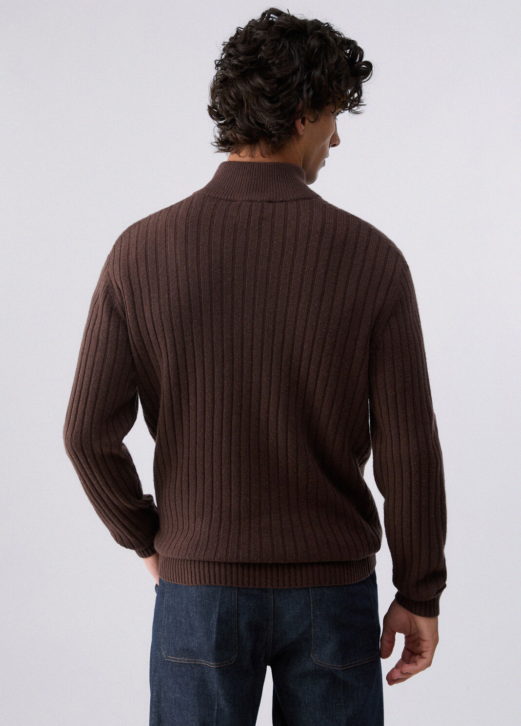 Pull demi-zip en laine et cachemire marron Liu Jo - large image number 1