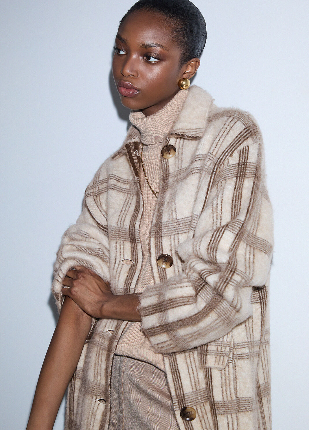 Cappotto jacquard in maglia spazzolata beige Liu Jo - large image number 3
