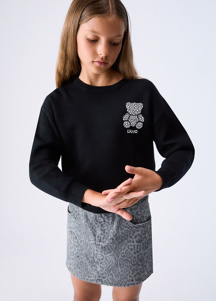 Sweater with jewel embroidery black Liu Jo - medium