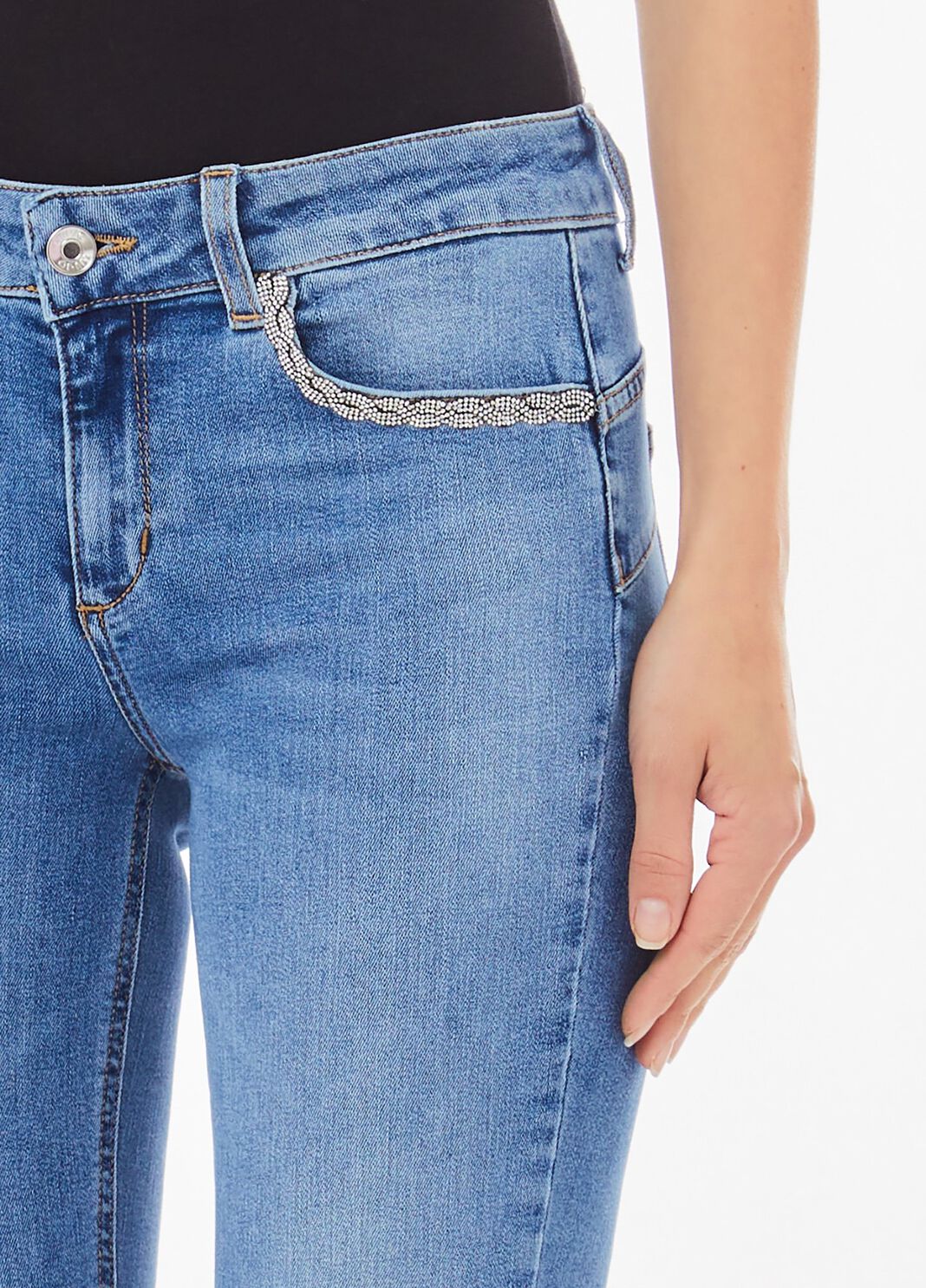 Jean bootcut &agrave; strass denim bleu clair Liu Jo - large image number 2