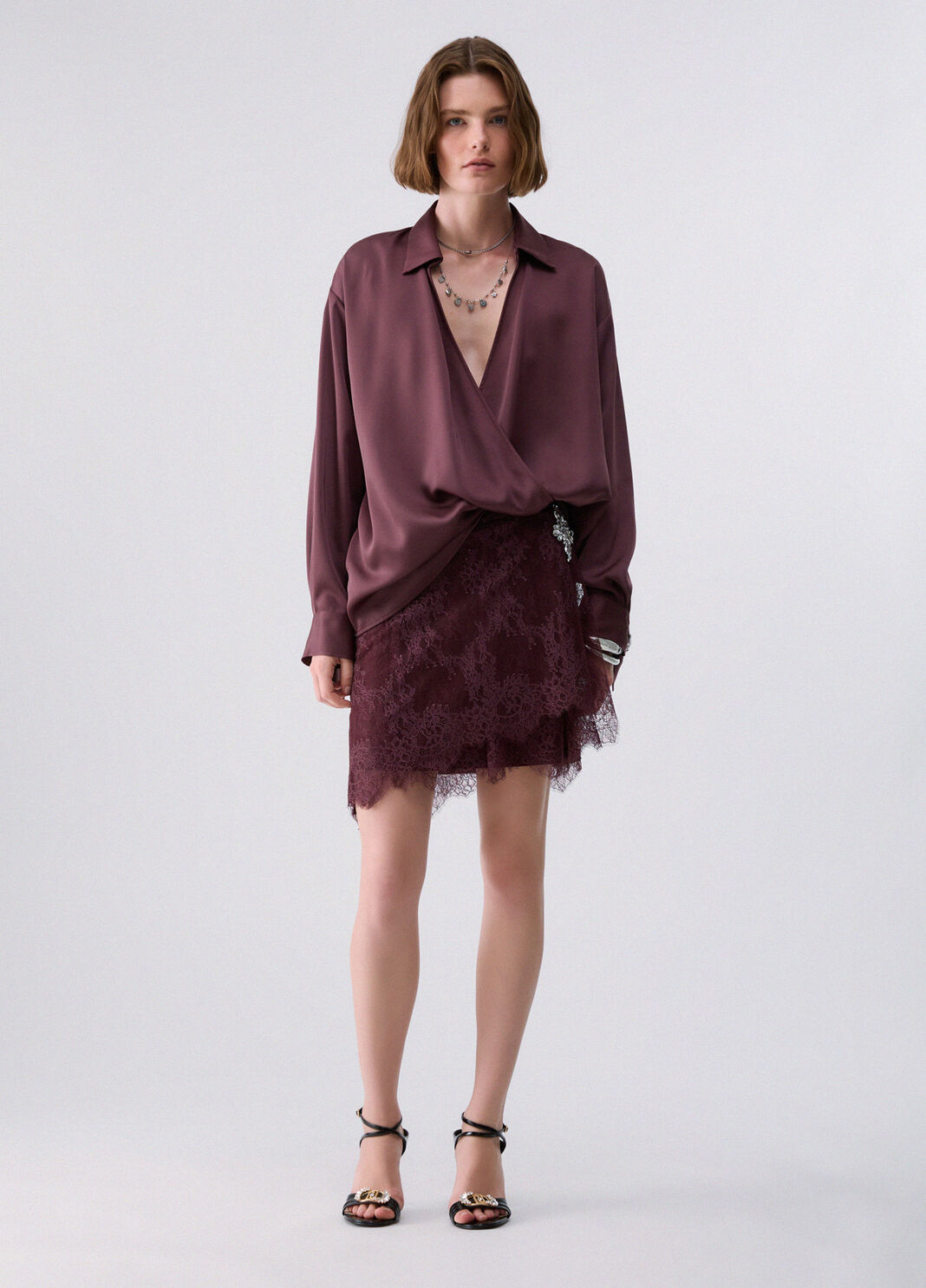 Blouse en satin bordeaux Liu Jo - large image number 3