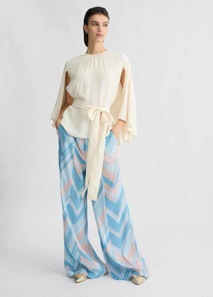 Printed twill palazzo trousers light blue Liu Jo - large image number 5 Printed twill palazzo trousers light blue Liu Jo - large image number 5
