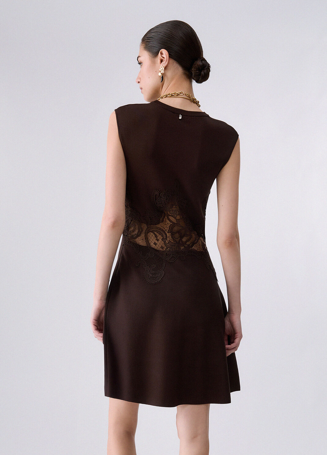 Knit Dress with Lace Detail mocha Liu Jo - large image number 1