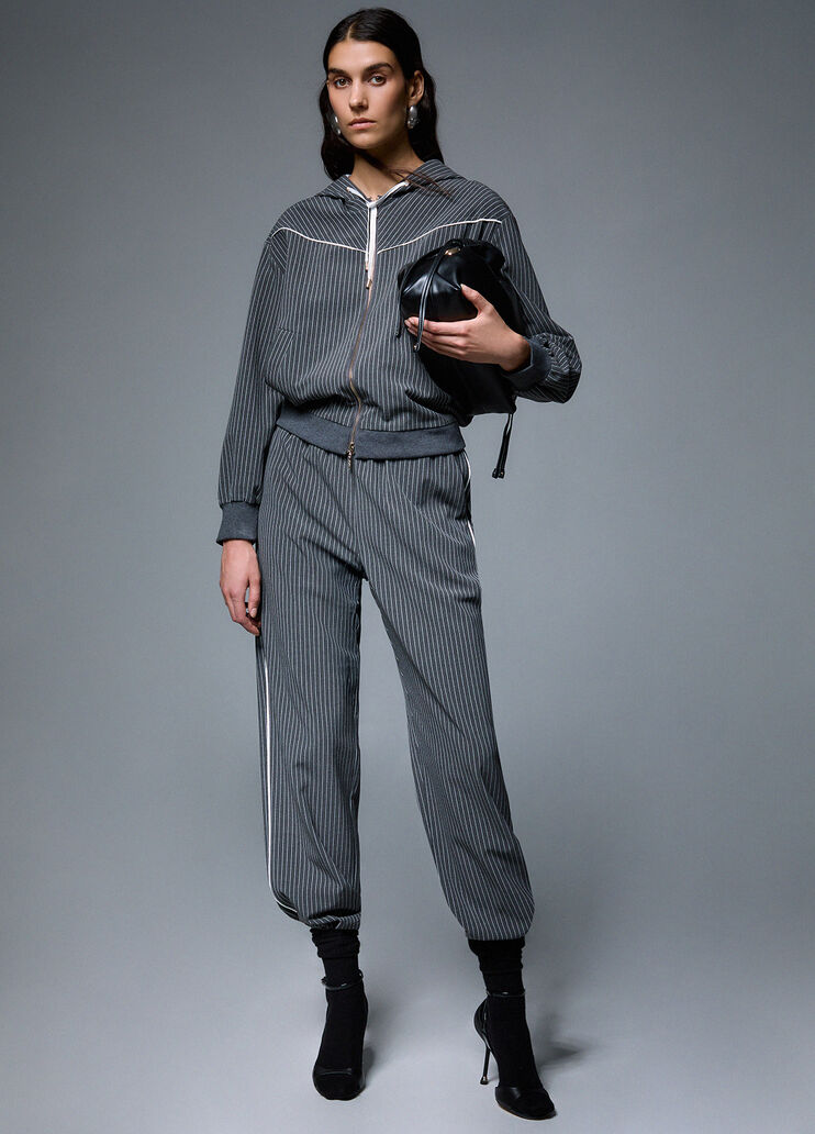Pinstriped trousers with lace insert grey Liu Jo - medium
