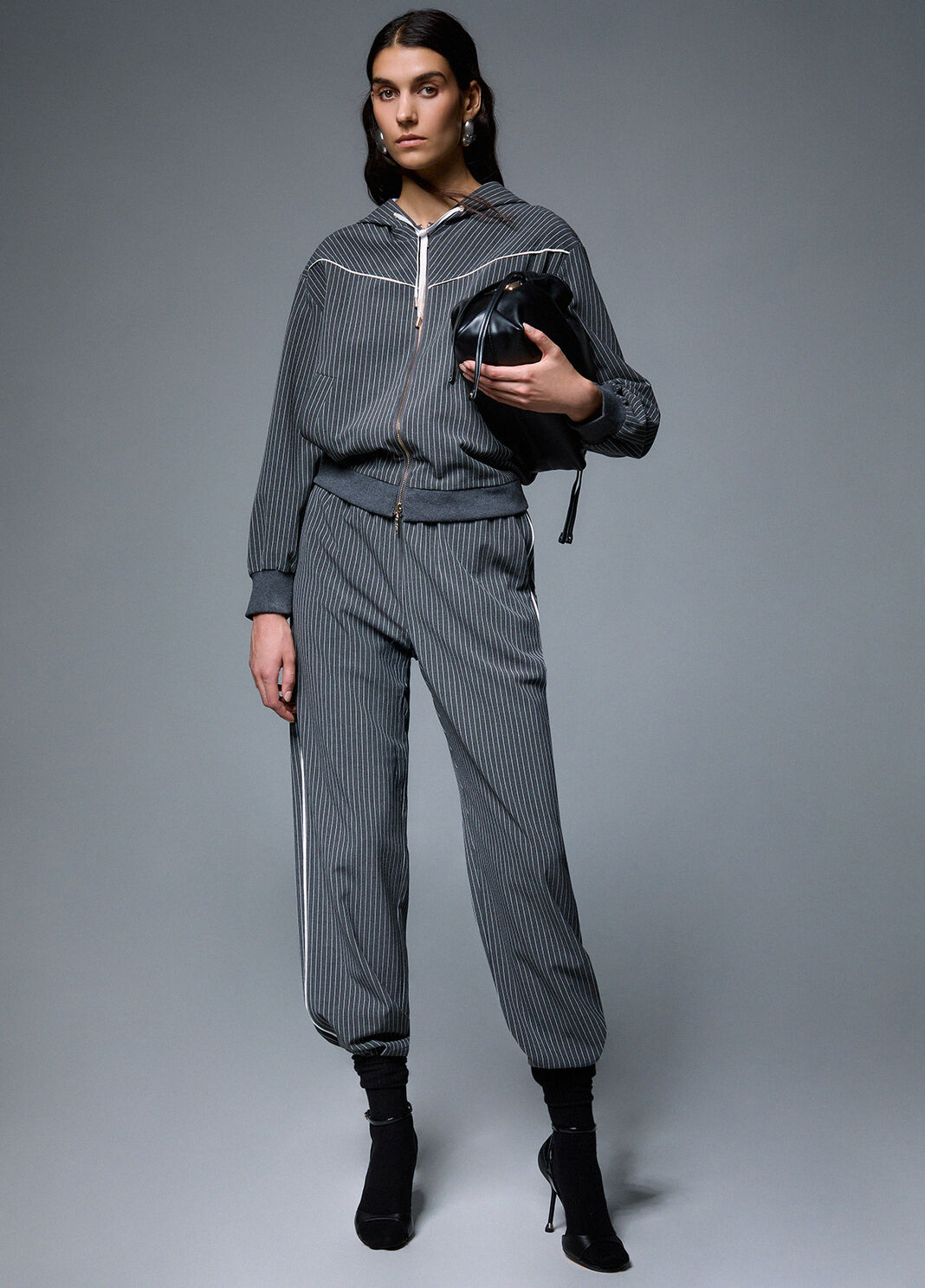 Pinstriped trousers with lace insert grey Liu Jo - large image number 2