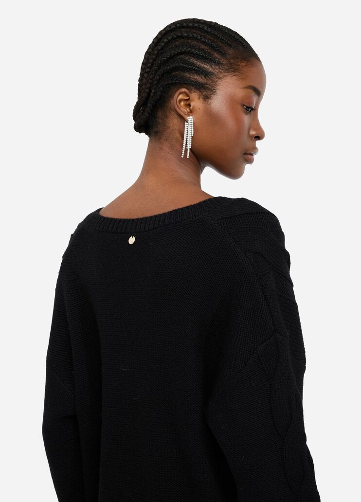 Zopfstrickpullover aus Wolle Schwarz Liu Jo - large image number 4