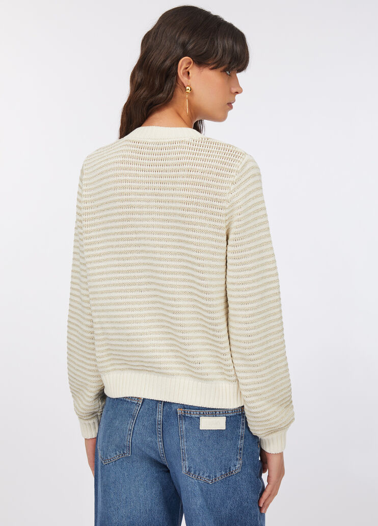 Striped lurex® cardigan white wool Liu Jo - large image number 1