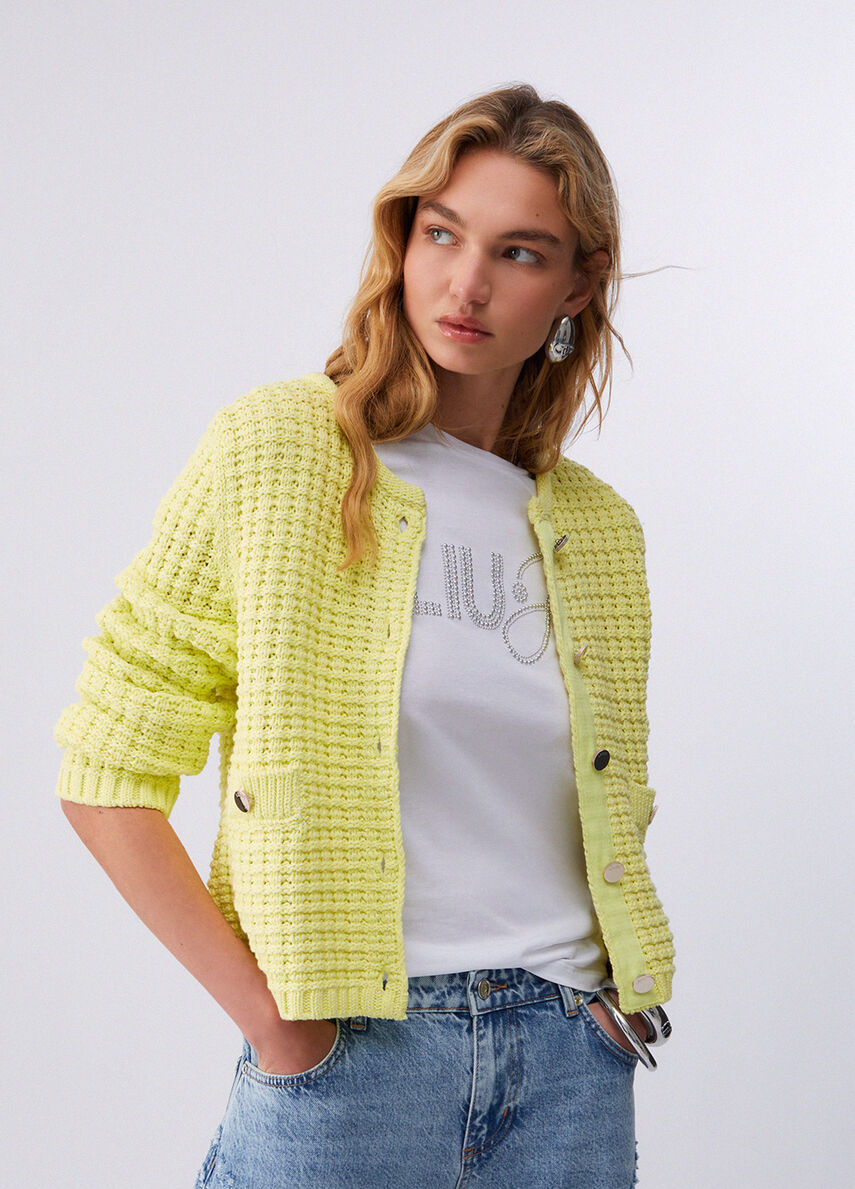 Bark-stitch cardigan colour yellow | Liu Jo