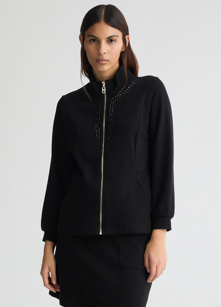 Sweatshirt with zip and rhinestones black Liu Jo - medium Sweatshirt with zip and rhinestones black Liu Jo - medium