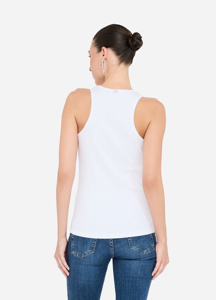 Top with bejewelled appliqués white Liu Jo - large image number 1 Top with bejewelled appliqués white Liu Jo - large image number 1