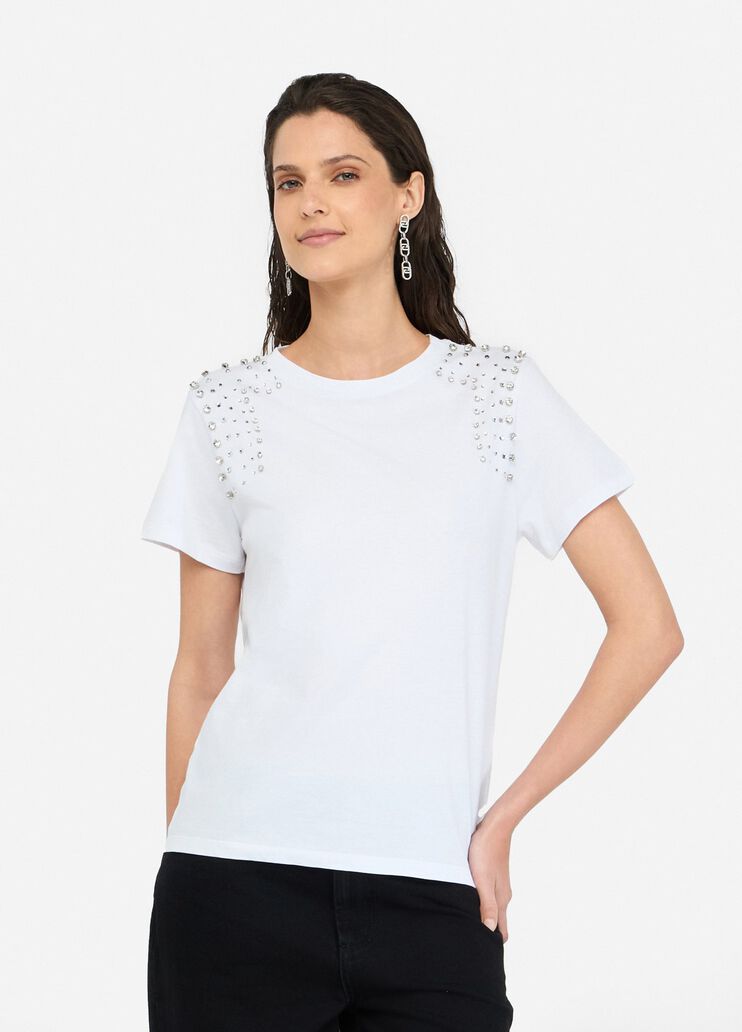 T-shirt with jewel embroidery white Liu Jo - medium T-shirt with jewel embroidery white Liu Jo - medium