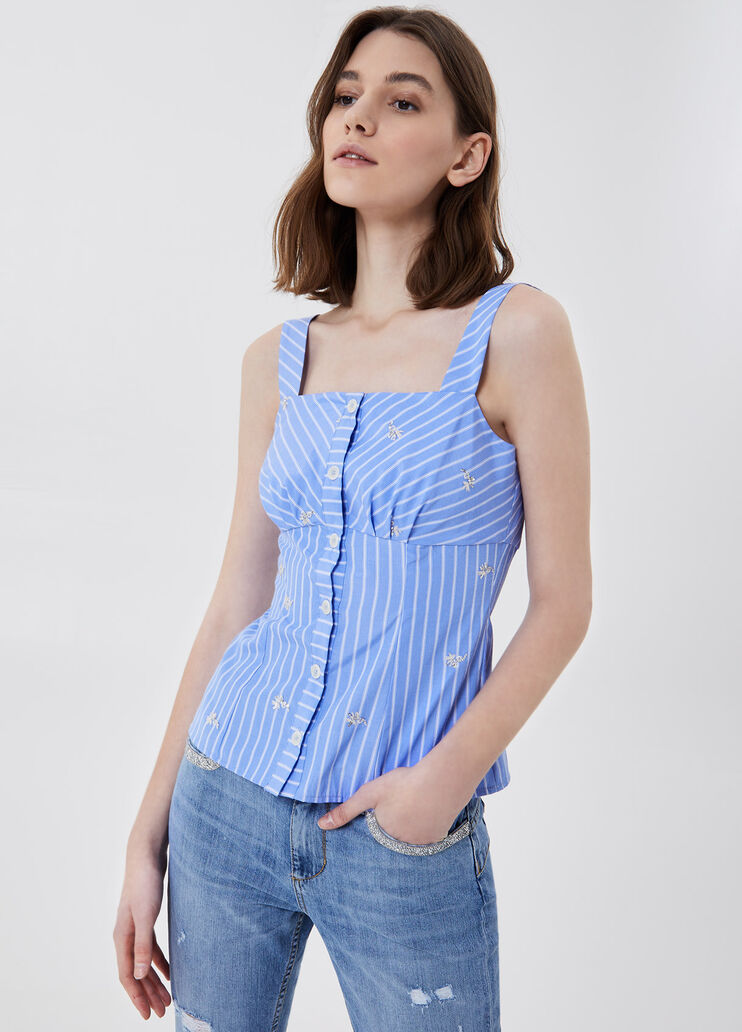 Top con castoni gioiello Azzurro Liu Jo - large image number 0