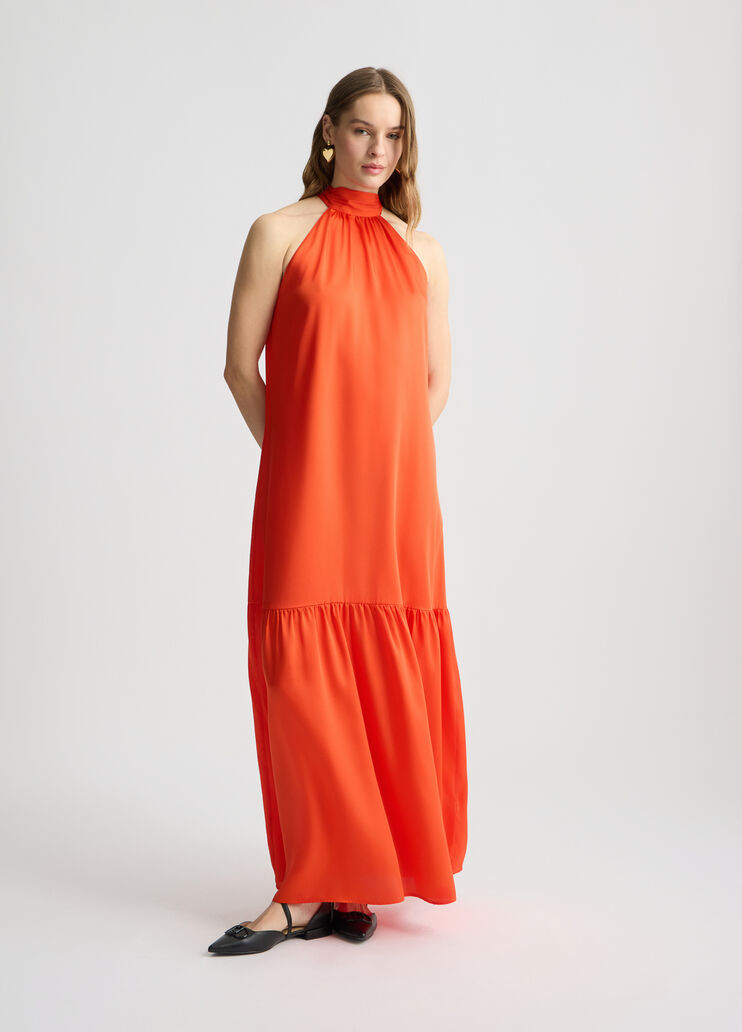 Long satin dress orange Liu Jo - large image number 5 Long satin dress orange Liu Jo - large image number 5