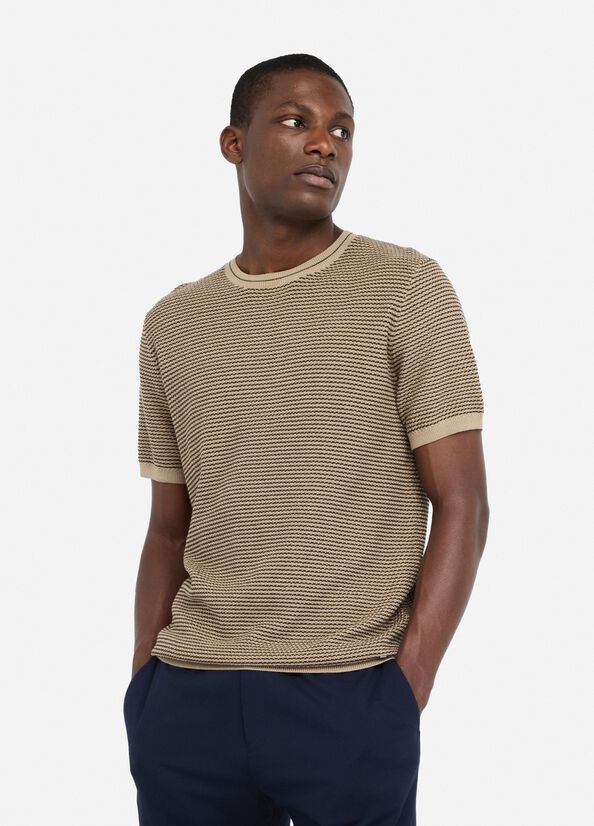 Camiseta de jacquard de algodón y seda beige Liu Jo - large image number 0