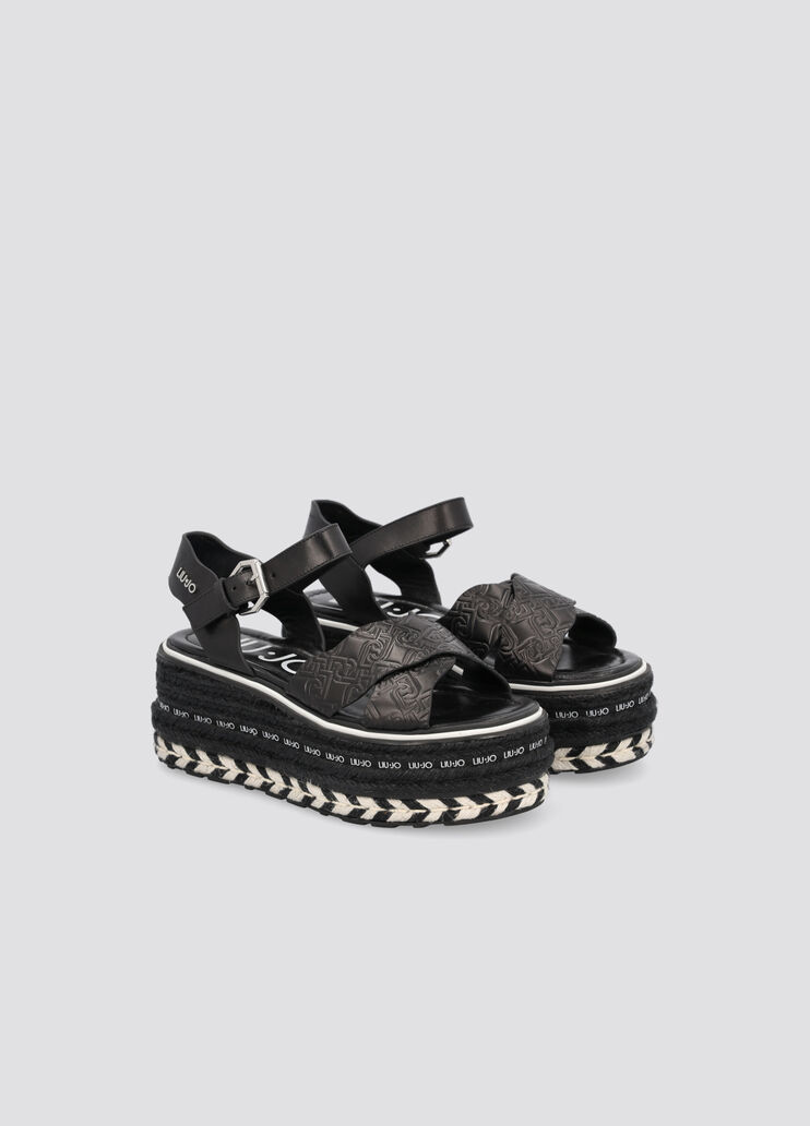 Platform sandals with logo black Liu Jo - large image number 1