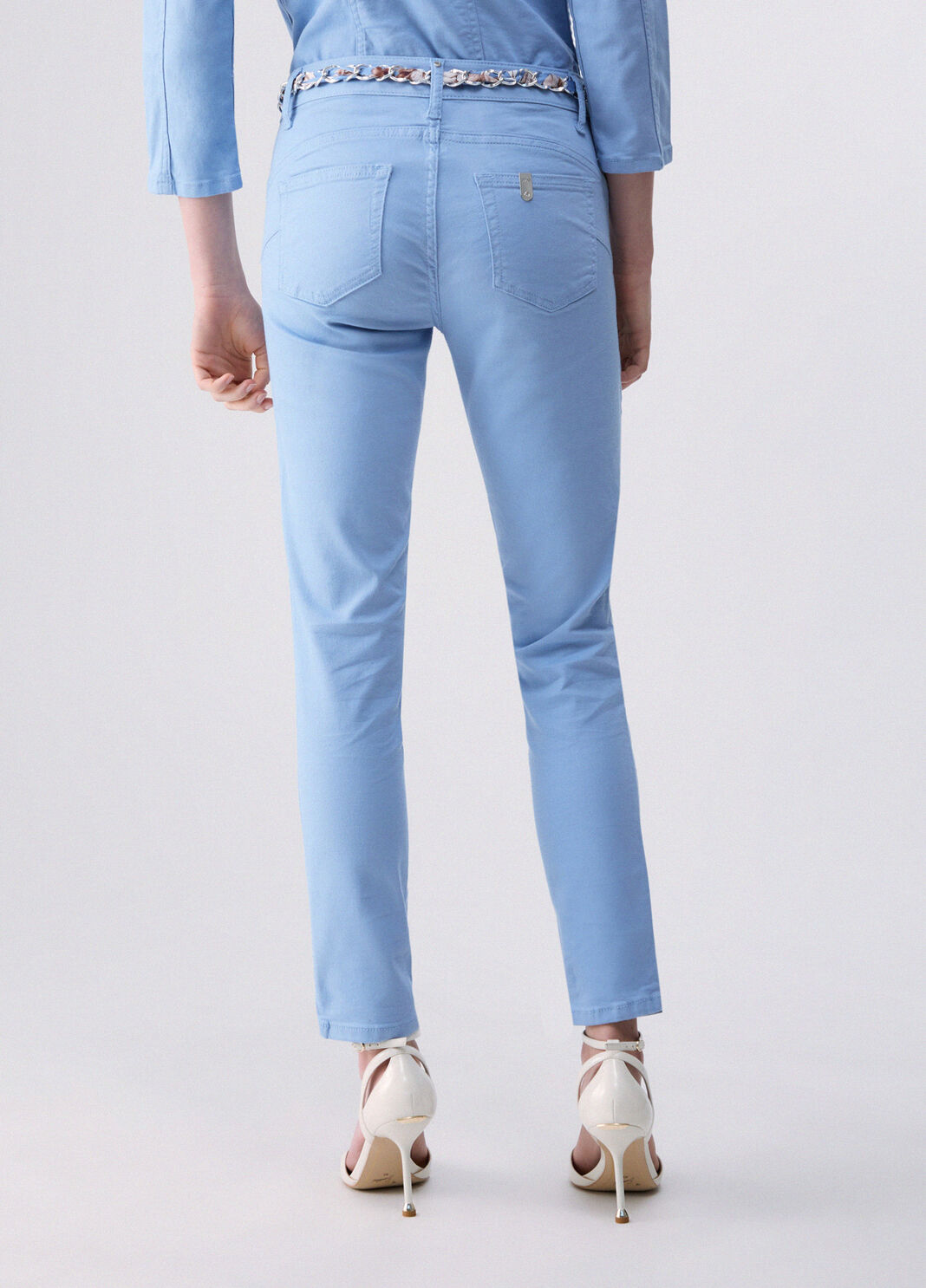 Pantaloni skinny in gabardine azzurro Liu Jo - large image number 1