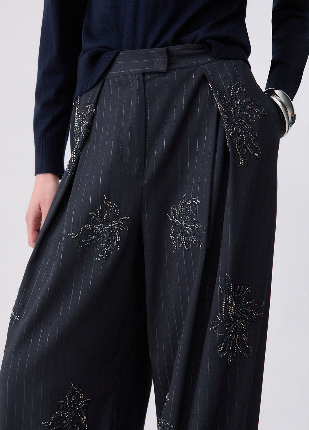 Palazzo trousers with jewel embroidery grey Liu Jo - large image number 4