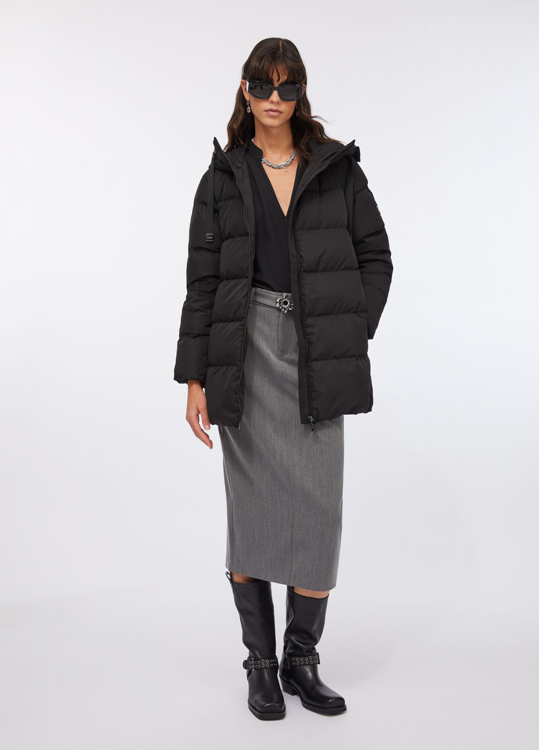 Down jacket with bejewelled embroidery black Liu Jo - large image number 5