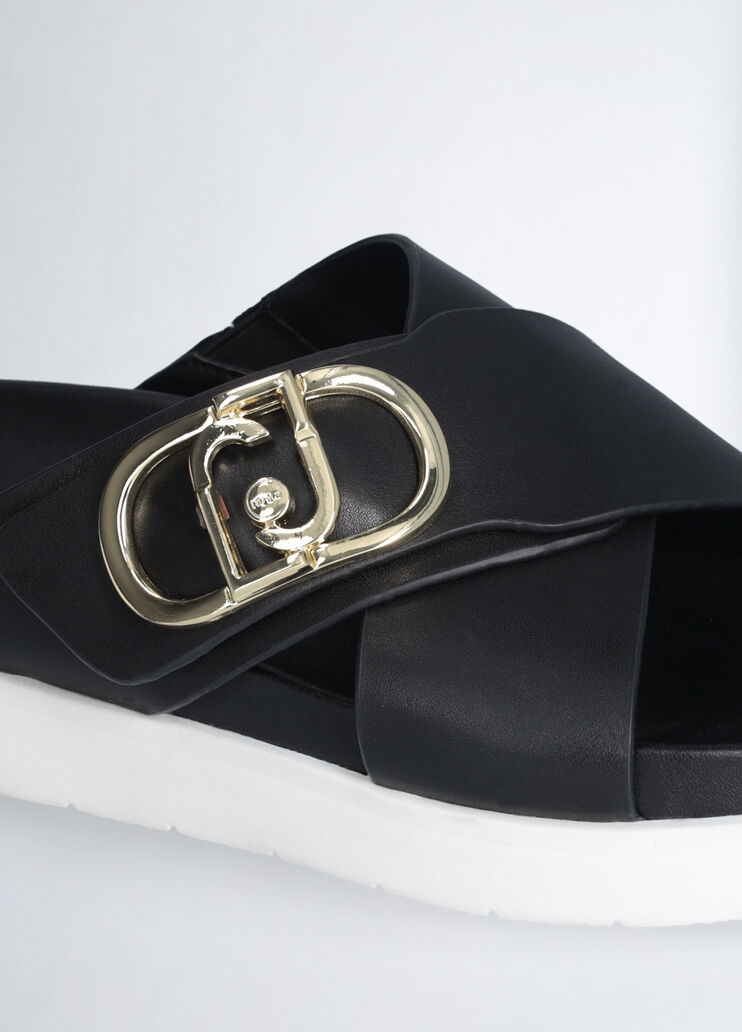 Leather sandals with logo black Liu Jo - medium Leather sandals with logo black Liu Jo - medium