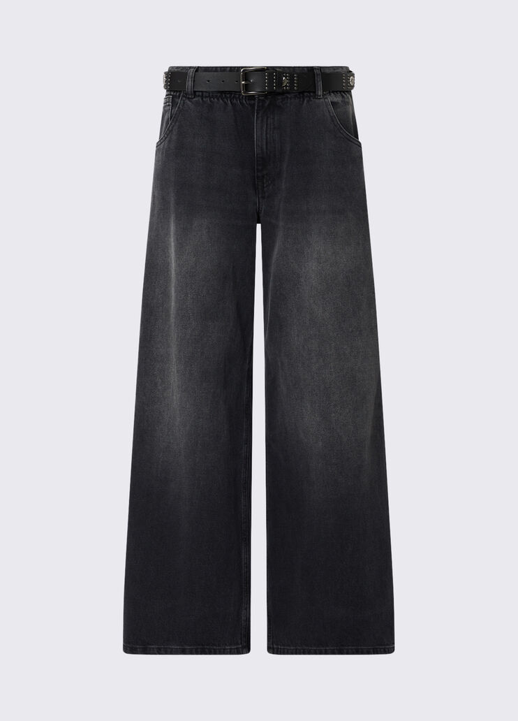 Wide-Leg Jeans mit G&uuml;rtel Denim-Schwarz Liu Jo - medium