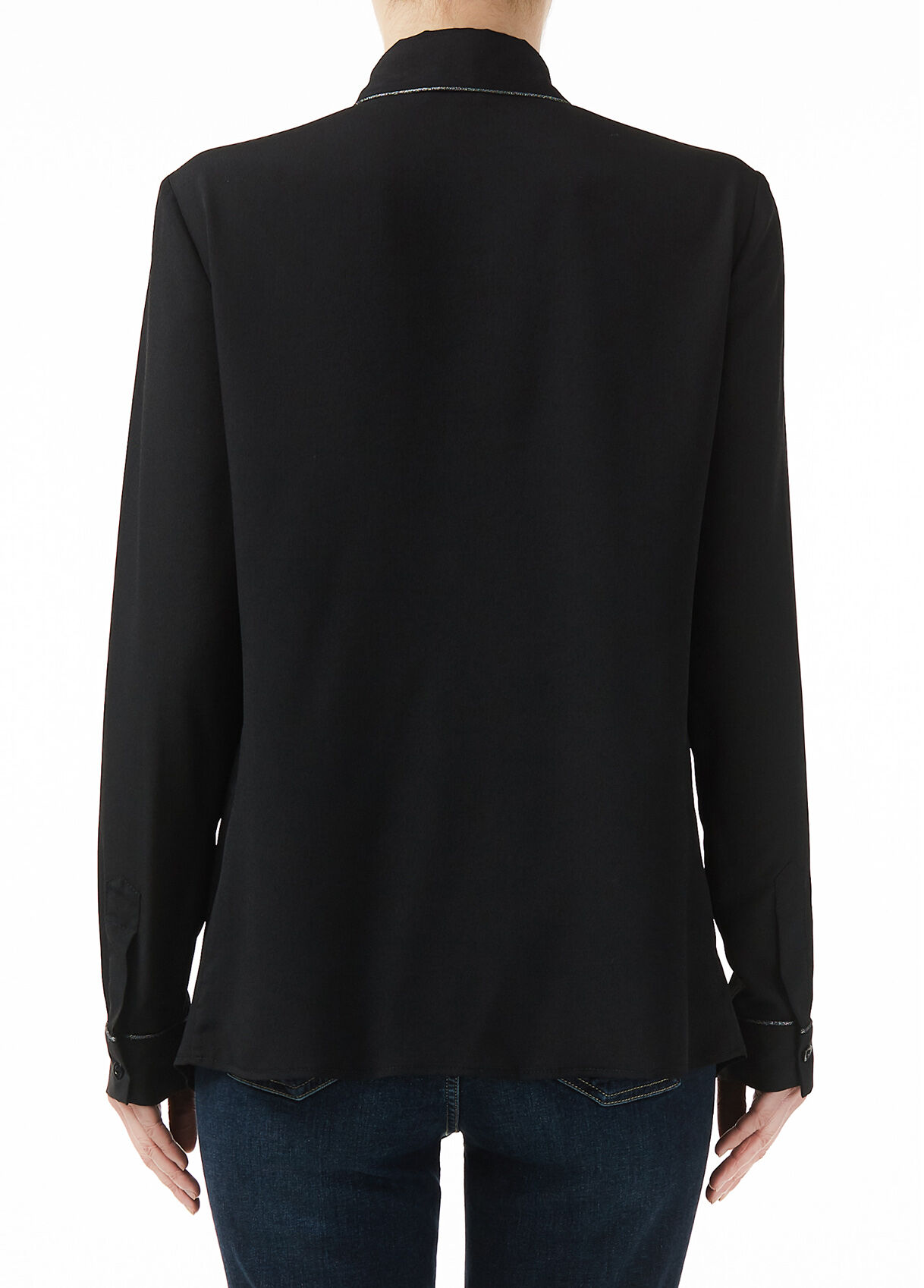 Blouse Marcona Noire à Motifs Crème Taille 48 - Manches Courtes, Occasion Très Bon état