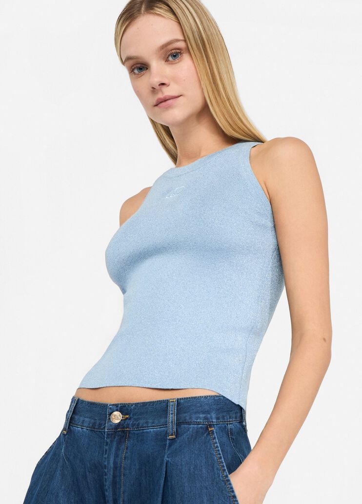 Lurex® knit top emerald blue Liu Jo - medium