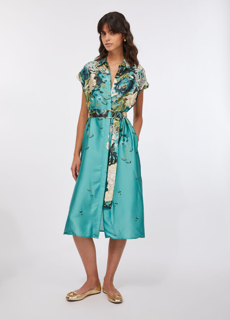 Hemdblusenkleid aus bedrucktem Twill Azurblau Liu Jo - large image number 0