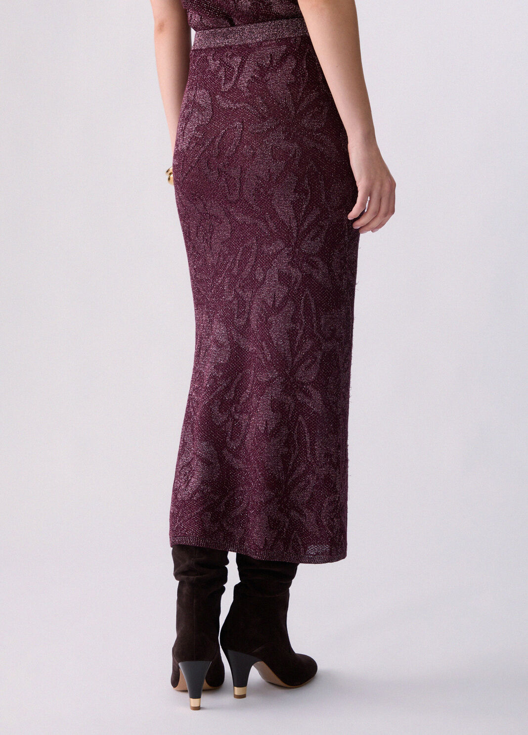 Lam&eacute; Lace Midi Skirt aubergine Liu Jo - large image number 1