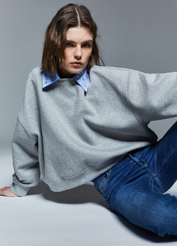 Sweatshirt mit Schmuckstickereien Grau Liu Jo - medium