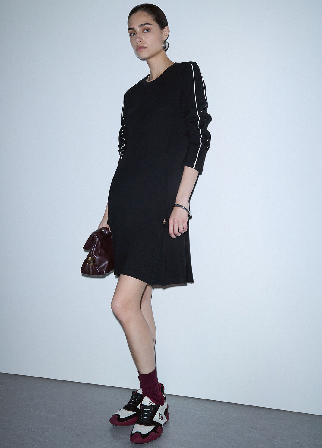 Robe courte en tissu Punto Milano noir Liu Jo - large image number 3