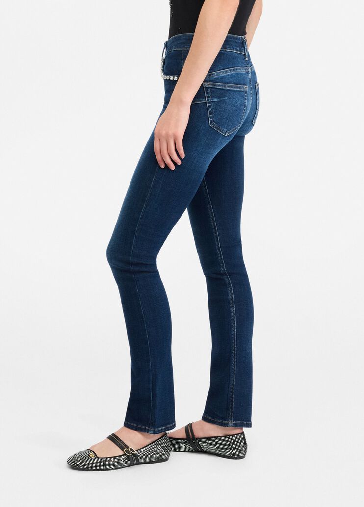 Slim jeans with gemstones dark blue denim Liu Jo - large image number 3 Slim jeans with gemstones dark blue denim Liu Jo - large image number 3