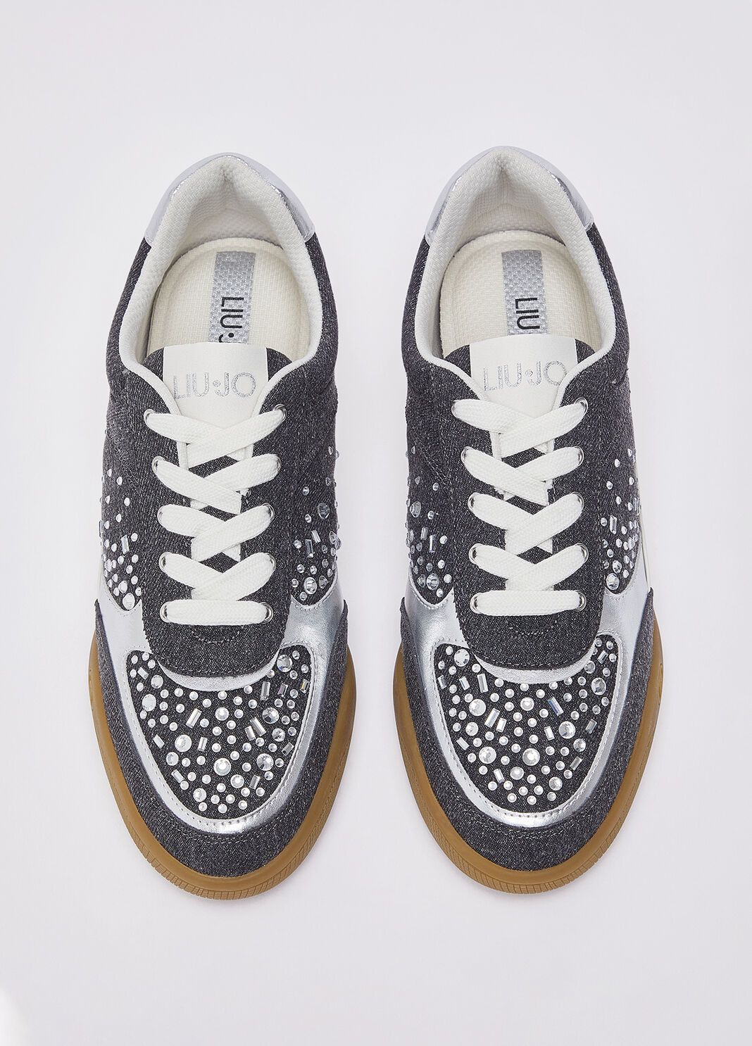 Sneakers en denim et pierres fantaisie gris Liu Jo - large image number 4