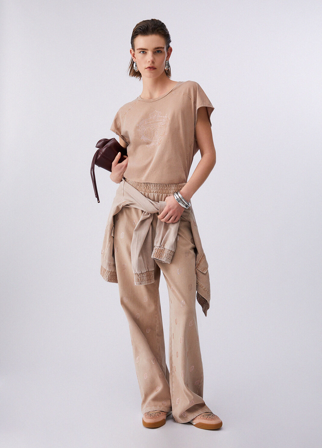 Jersey-T-Shirt mit Strass Beige Liu Jo - large image number 5