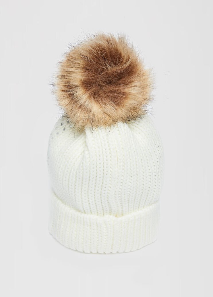 Beanie with gemstones and pompon white Liu Jo - large image number 3