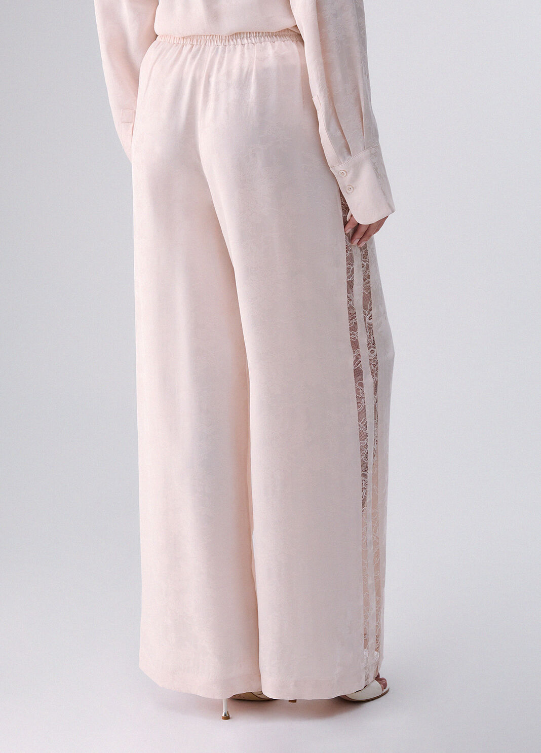Jacquard Trousers with Valencienne Lace cream Liu Jo - large image number 1