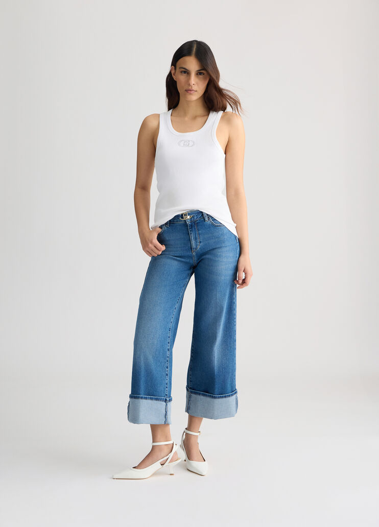 Cropped jeans with turn-ups blue denim Liu Jo - medium Cropped jeans with turn-ups blue denim Liu Jo - medium