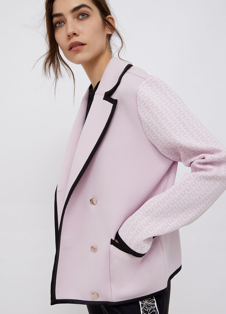 Single-breasted neoprene jacket light pink Liu Jo - large image number 0 Single-breasted neoprene jacket light pink Liu Jo - large image number 0