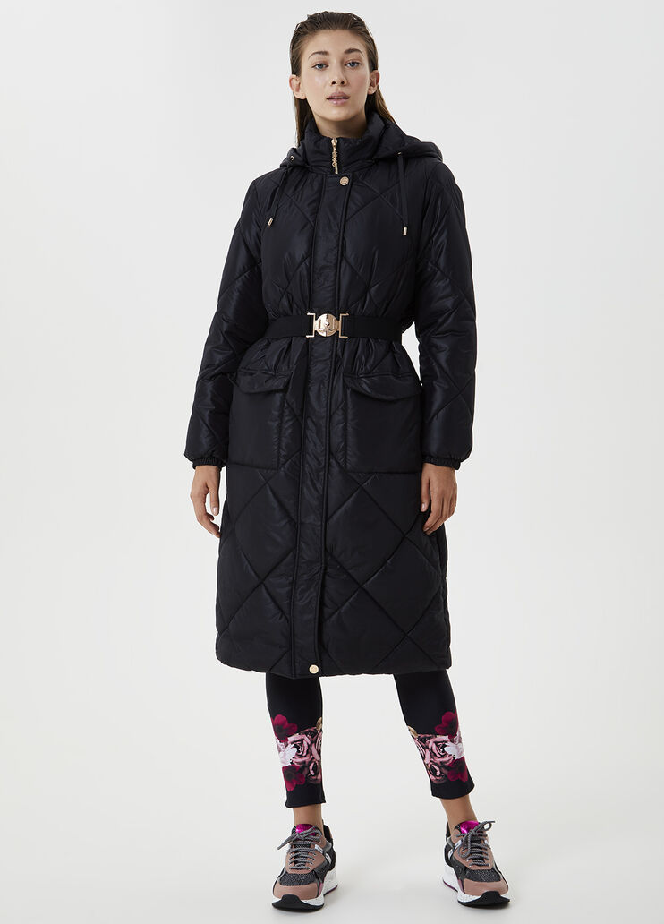 Long padded jacket with hood Black Liu Jo - large image number 0