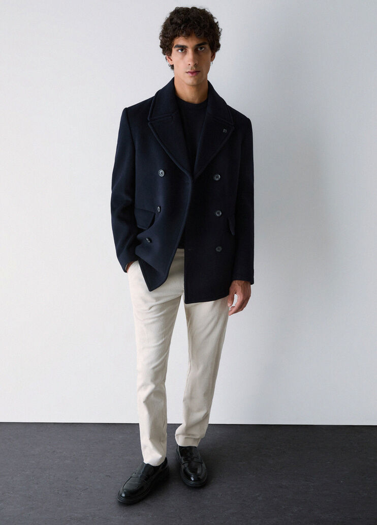 Coat caban in wool and cashmere dark blue Liu Jo - medium