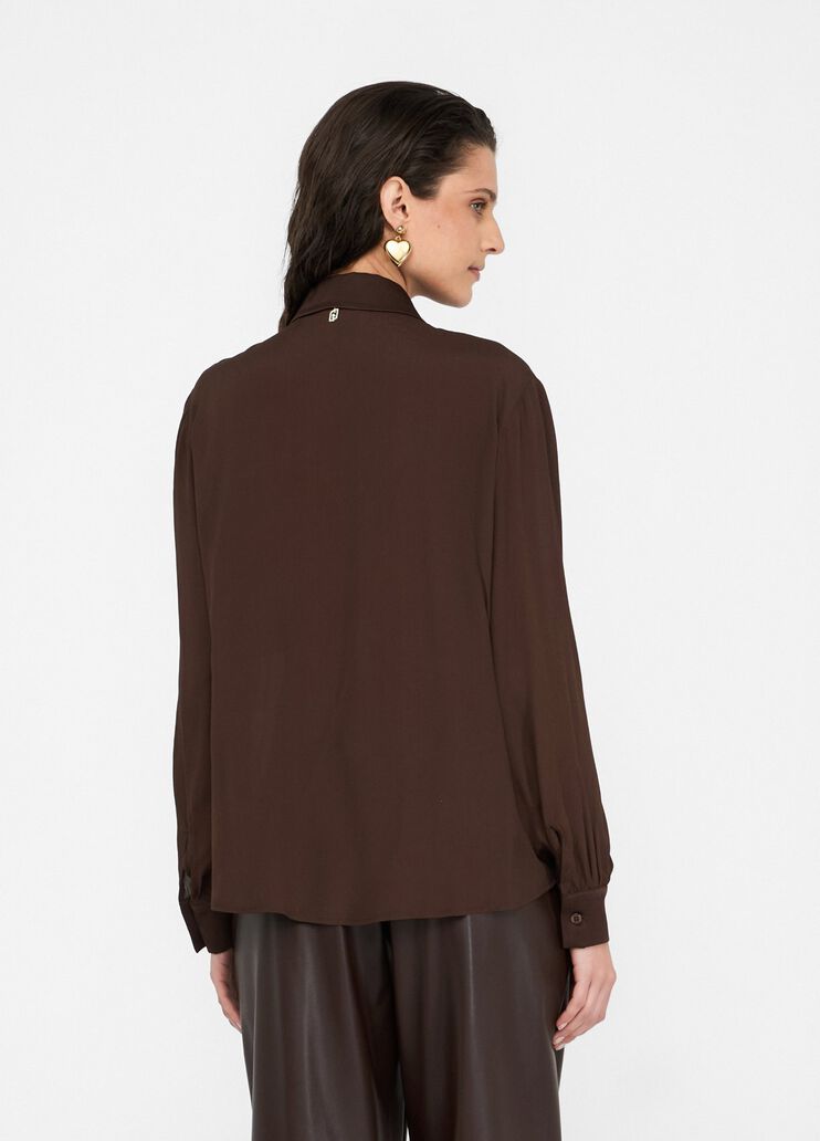Crêpe de chine shirt chocolate Liu Jo - large image number 1 Crêpe de chine shirt chocolate Liu Jo - large image number 1